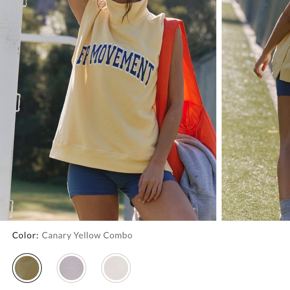 Free People Yellow Boxy Muscle Tee